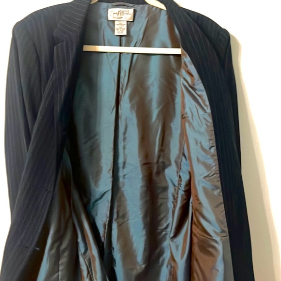 Mary McFadden Womens Size 16 Navy Blue Pinstripes 3 Button Suit Jacket Lined NEW - Picture 6 of 10